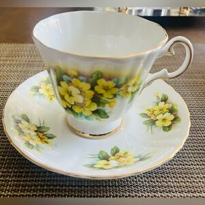 Royal Grafton Yellow Floral Tea Cup and Saucer Set